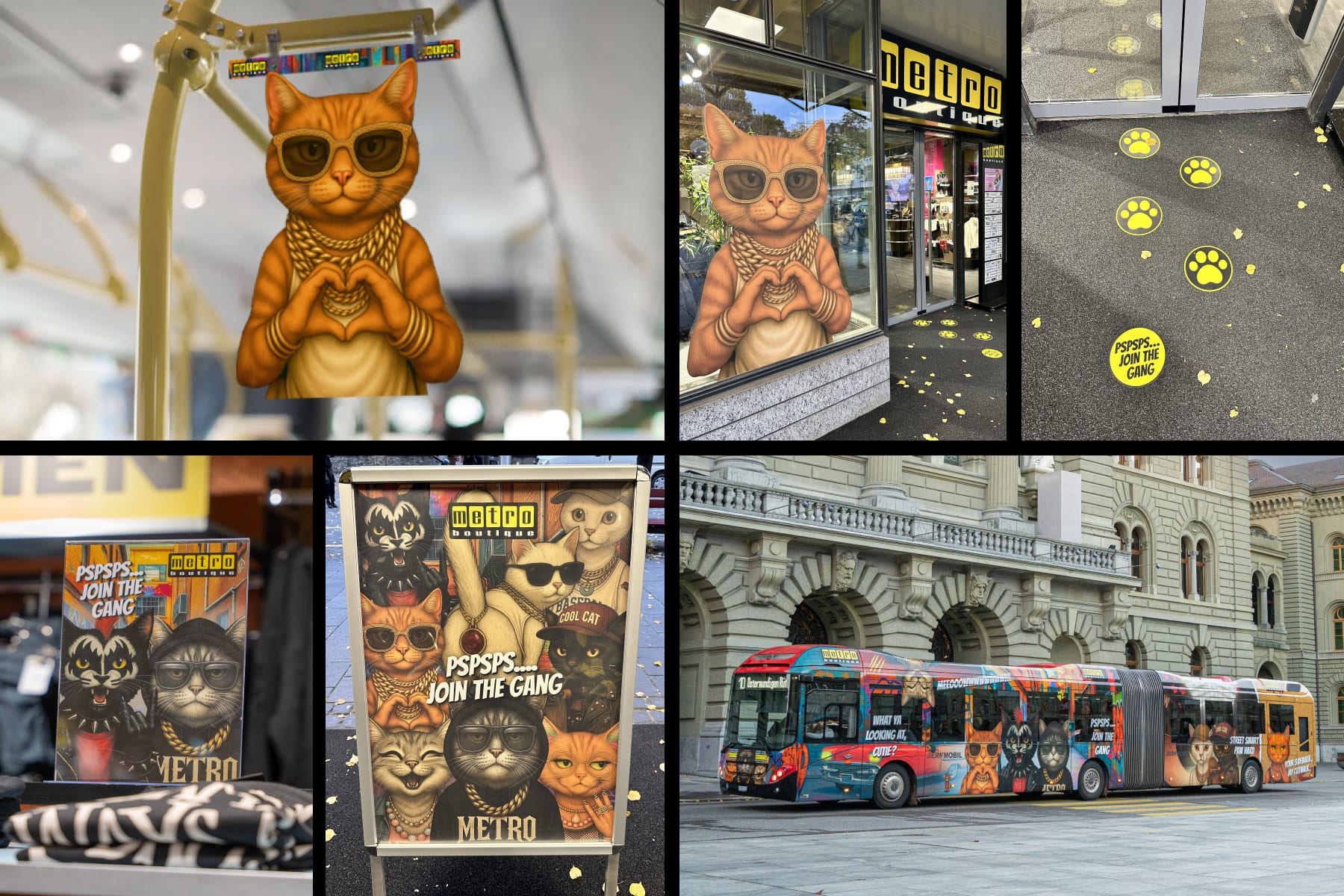 Ganzbeklebung Bern Mobil Bus für schweizweite OOH Kampagne Katzen